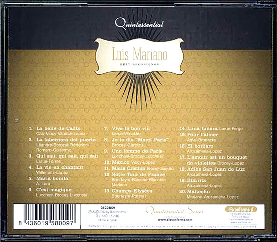Luis Mariano - Best Recordings Music CD