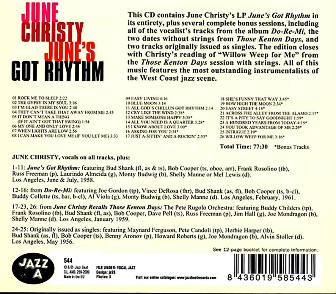 June Christy - June's Got Rhythm Music CD
