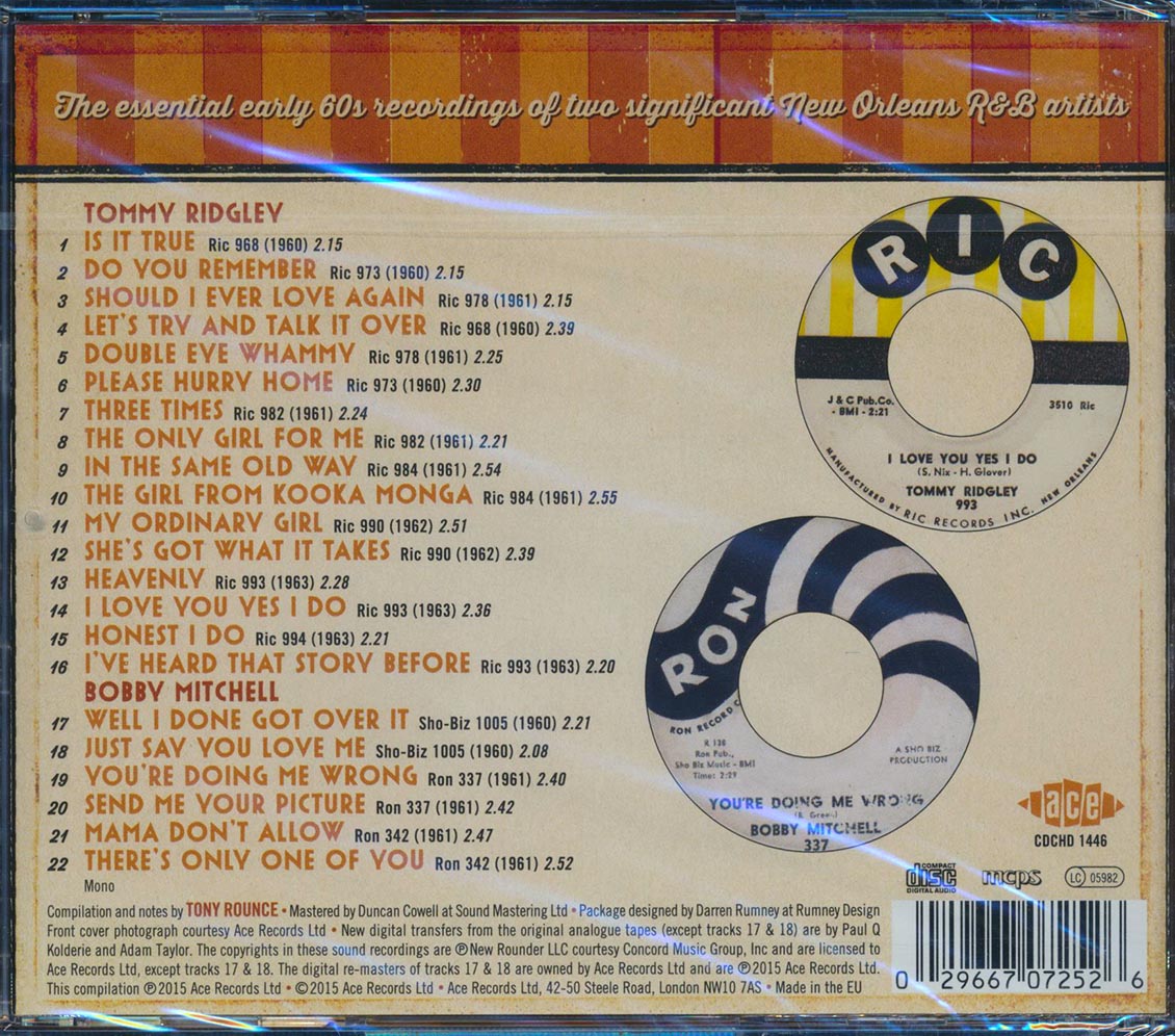 Tommy Ridgely, Bobby Mitchell - In The Same Old Way: The Complete Ric, Ron And Sho-Biz Recordings (22 tracks) Music CD