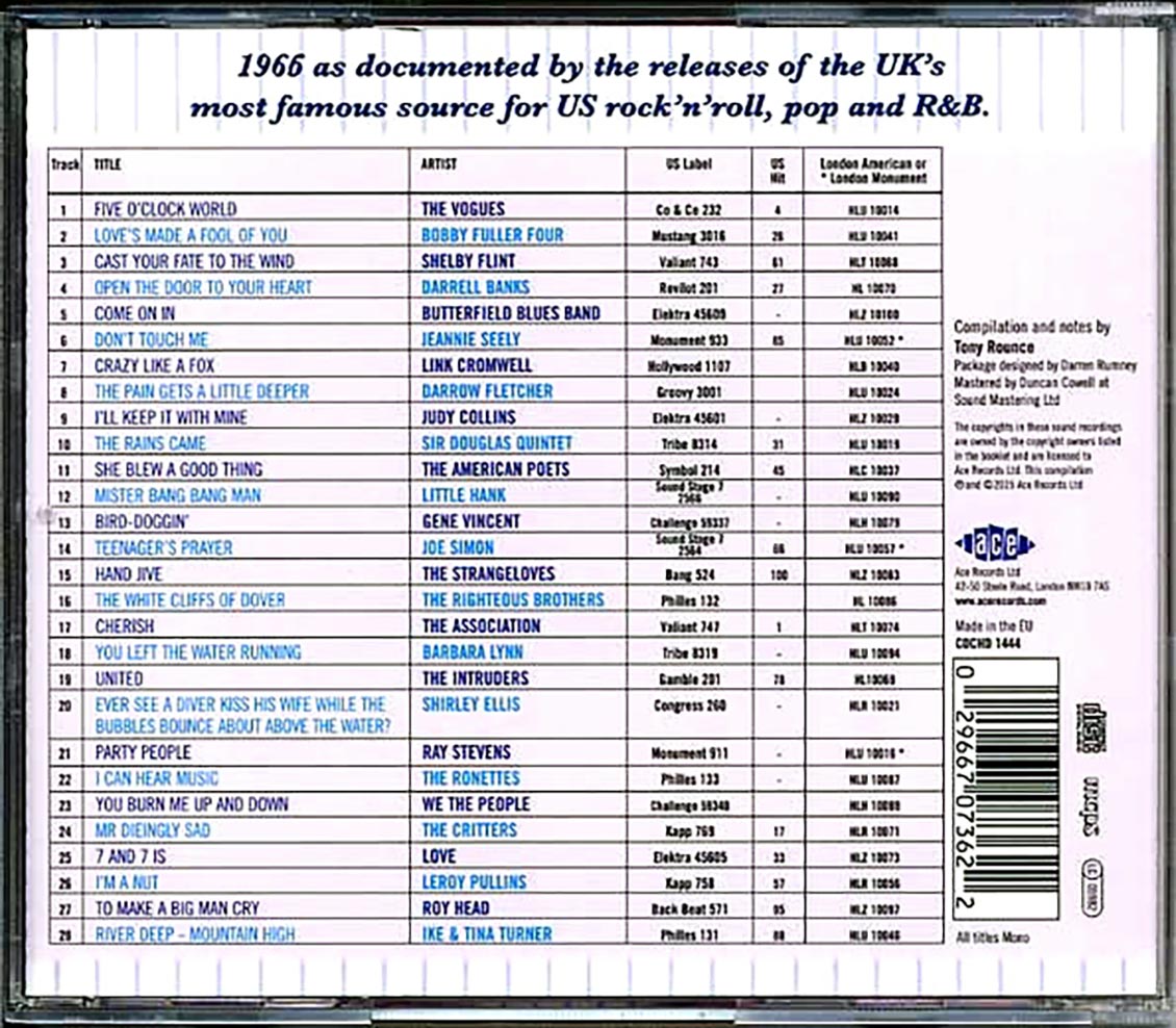 Various - The London American Label Year By Year: 1966 (28 tracks) Music CD
