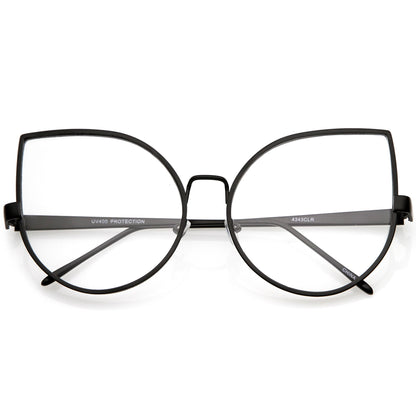 Blue Light Filtering Women's Oversize Modern Clear Flat Lens Cat Eye Glasses C337