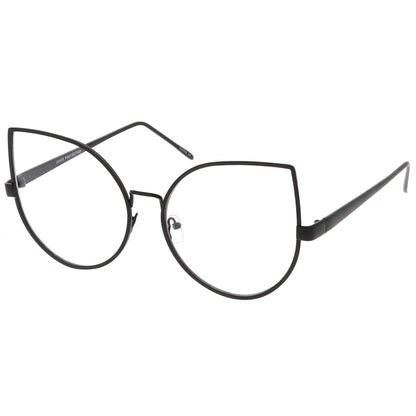 Blue Light Filtering Women's Oversize Modern Clear Flat Lens Cat Eye Glasses C337