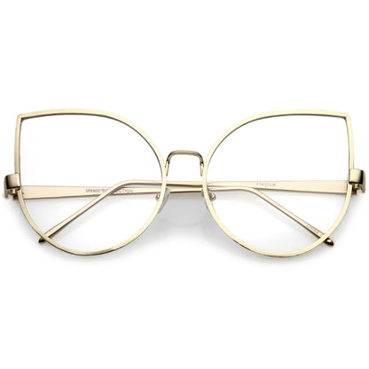 Blue Light Filtering Women's Oversize Modern Clear Flat Lens Cat Eye Glasses C337