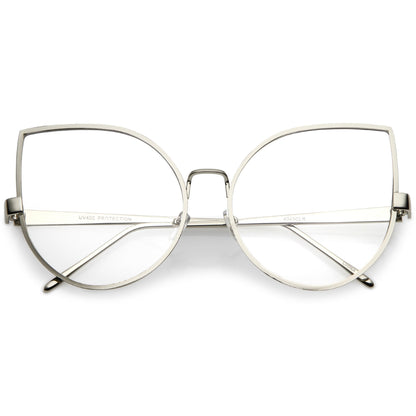Blue Light Filtering Women's Oversize Modern Clear Flat Lens Cat Eye Glasses C337