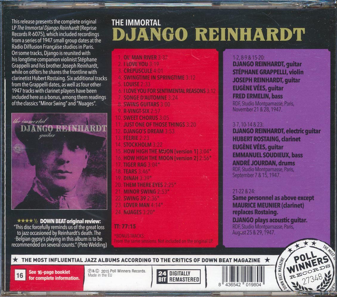 Django Reinhardt - The Immortal (24 tracks) (incl. large booklet) Music CD