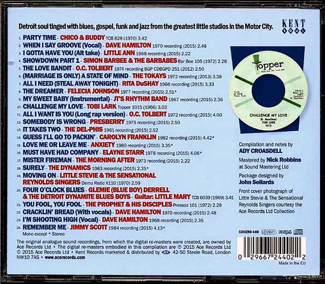 Various - Dave Hamilton's Detroit Soul Volume 2 (24 tracks) Music CD