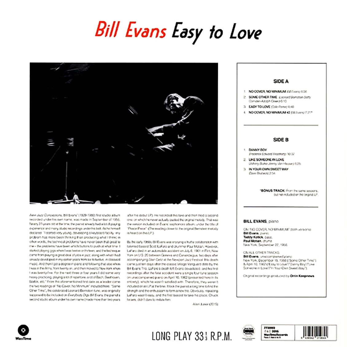 Bill Evans - Easy To Love (ltd. ed.) (180g) Vinyl Record