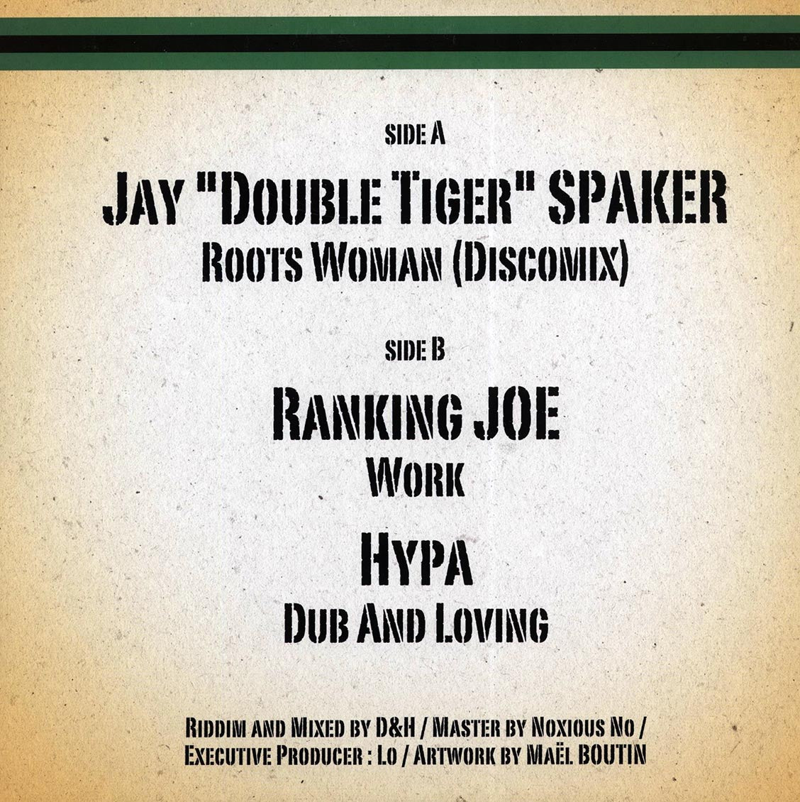 Ranking Joe - Work; Hypa - Dub And Loving  /  Jay Double Tiger Spaker - Roots Woman (Extended Mix) 12" Vinyl Record