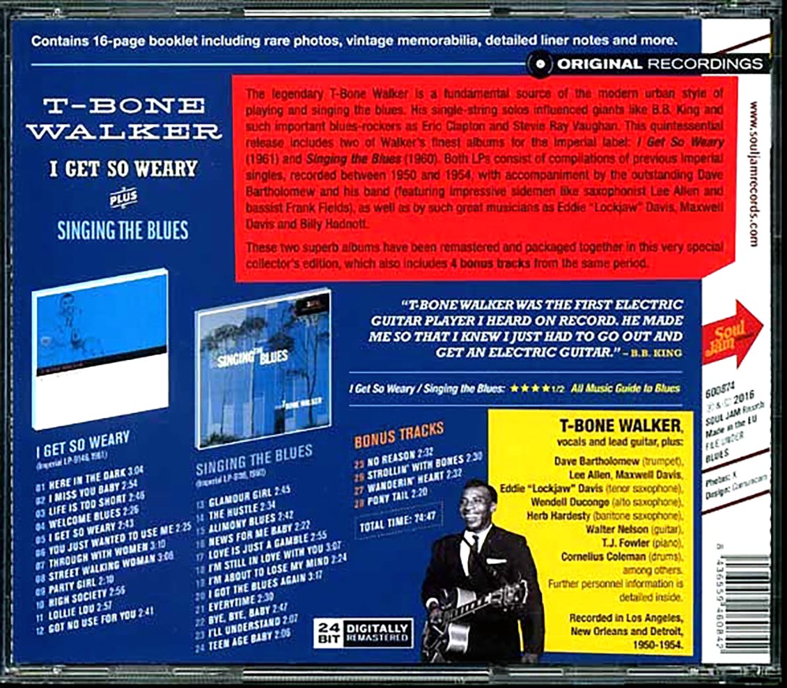 T-Bone Walker - I Get So Weary + Singing The Blues (incl. large booklet) (remastered) Music CD
