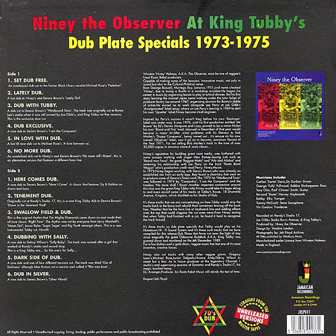 Niney The Observer - Niney The Observer At King Tubby's: Dub Plate Specials (180g) Vinyl Record