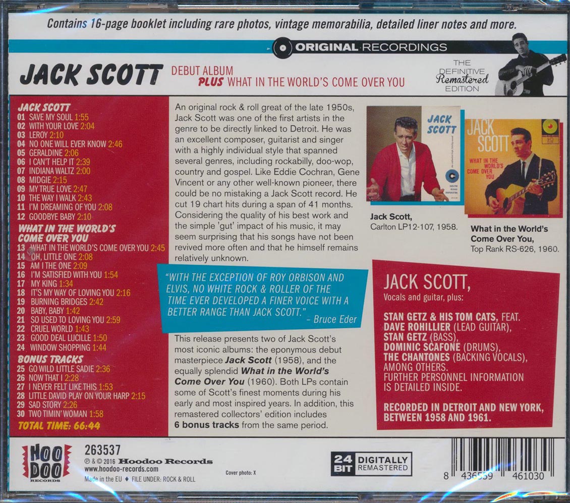 Jack Scott - Debut Album + What In The World's Come Over You (incl. large booklet) (remastered) Music CD