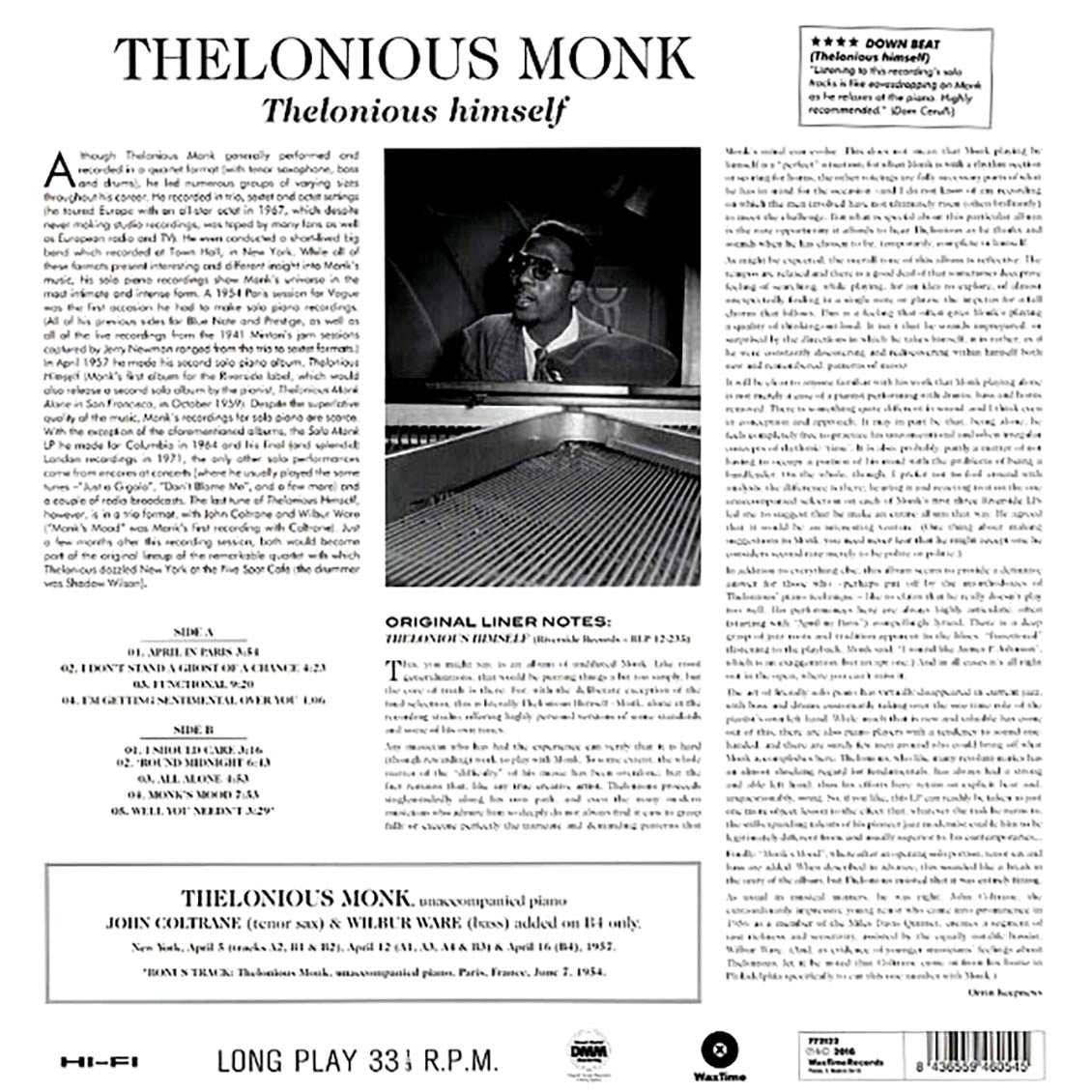 Thelonious Monk - Thelonious Himself (+bonus track) (ltd. ed.) (180g) Vinyl Record