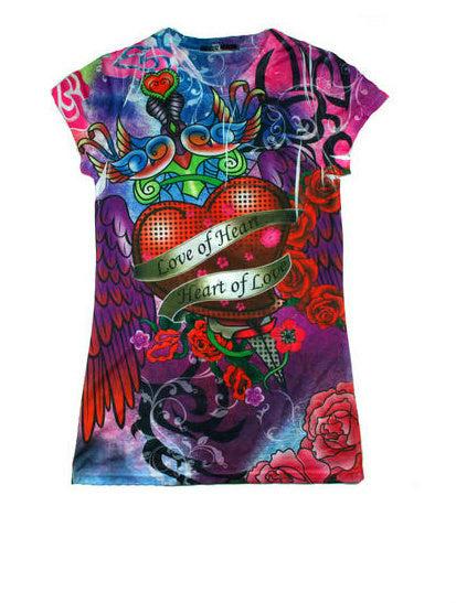 Girls Heart of Love Juniors Sublimation Fashion Shirt Size Large
