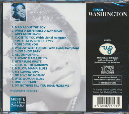Dinah Washington - Mad About The Boy Music CD