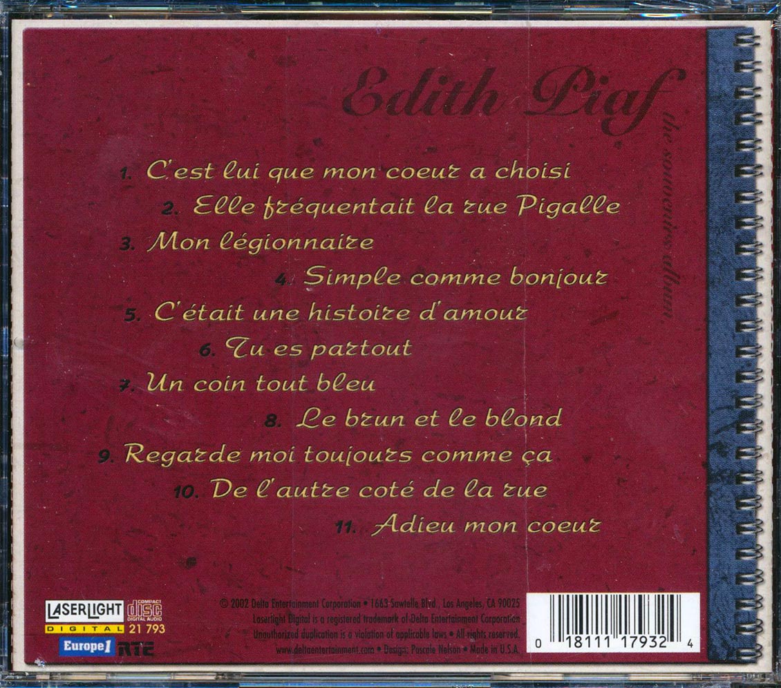 Edith Piaf - The Souvenirs Album Music CD