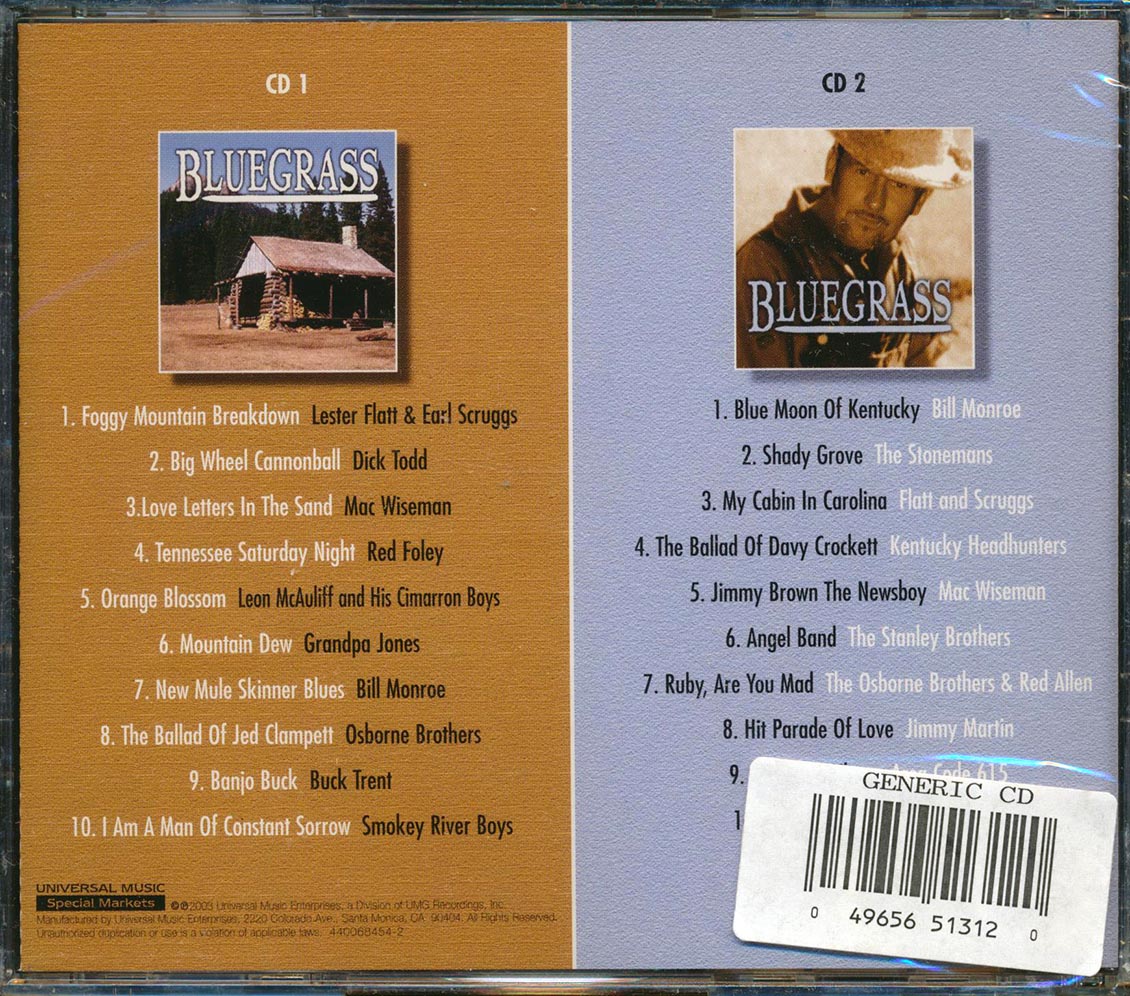 Bill Monroe, Smokey River Boys, Red Foley, Grandpa Jones, Etc. - Bluegrass (20 tracks) (2xCD) Music CD