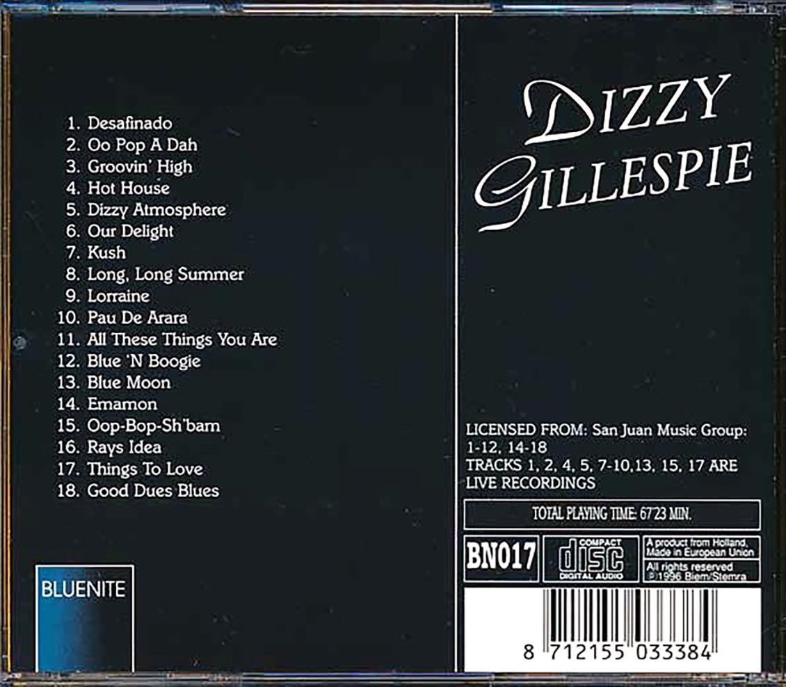 Dizzy Gillespie - Dizzy Atmosphere Music CD