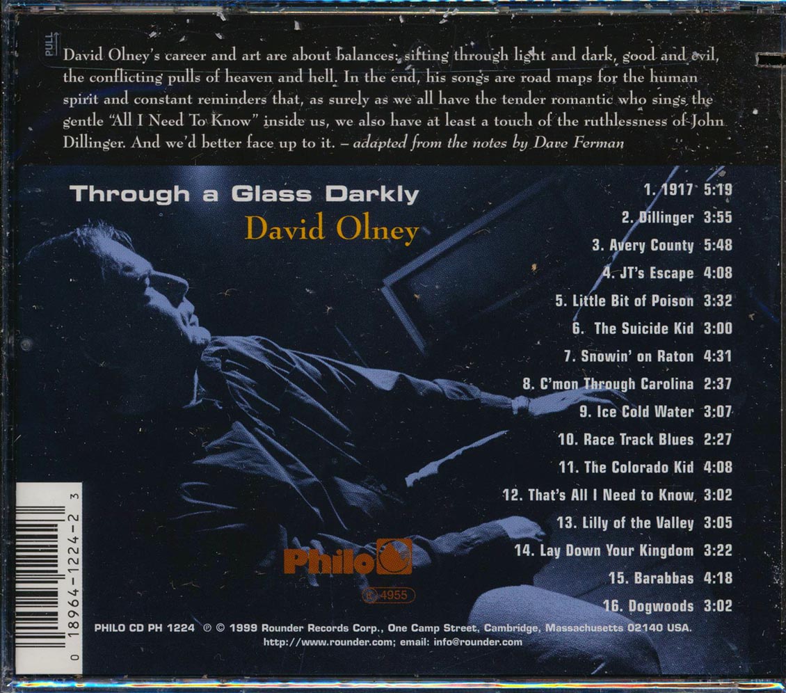 David Olney - Through A Glass Darkly (marked/ltd stock) Music CD