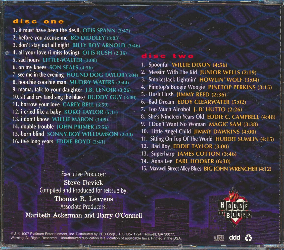 Bo Diddley Muddy Waters Howlin' Wolf Willie Dixon Etc House Of Blues Essential Chicago Blues 31 tracks 2xCD Music CD