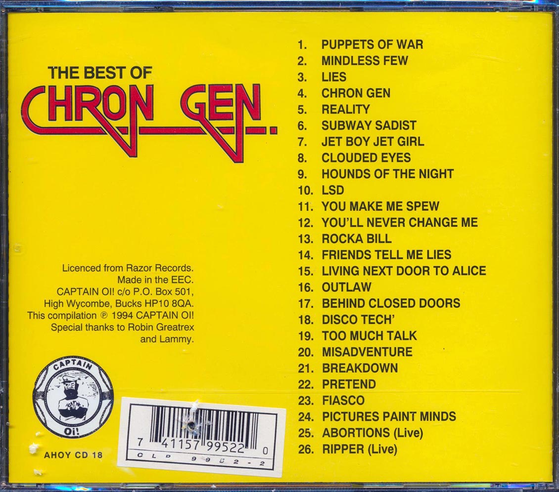 Chron Gen - The Best Of Chron Gen (26 tracks) (marked/ltd stock) Music CD