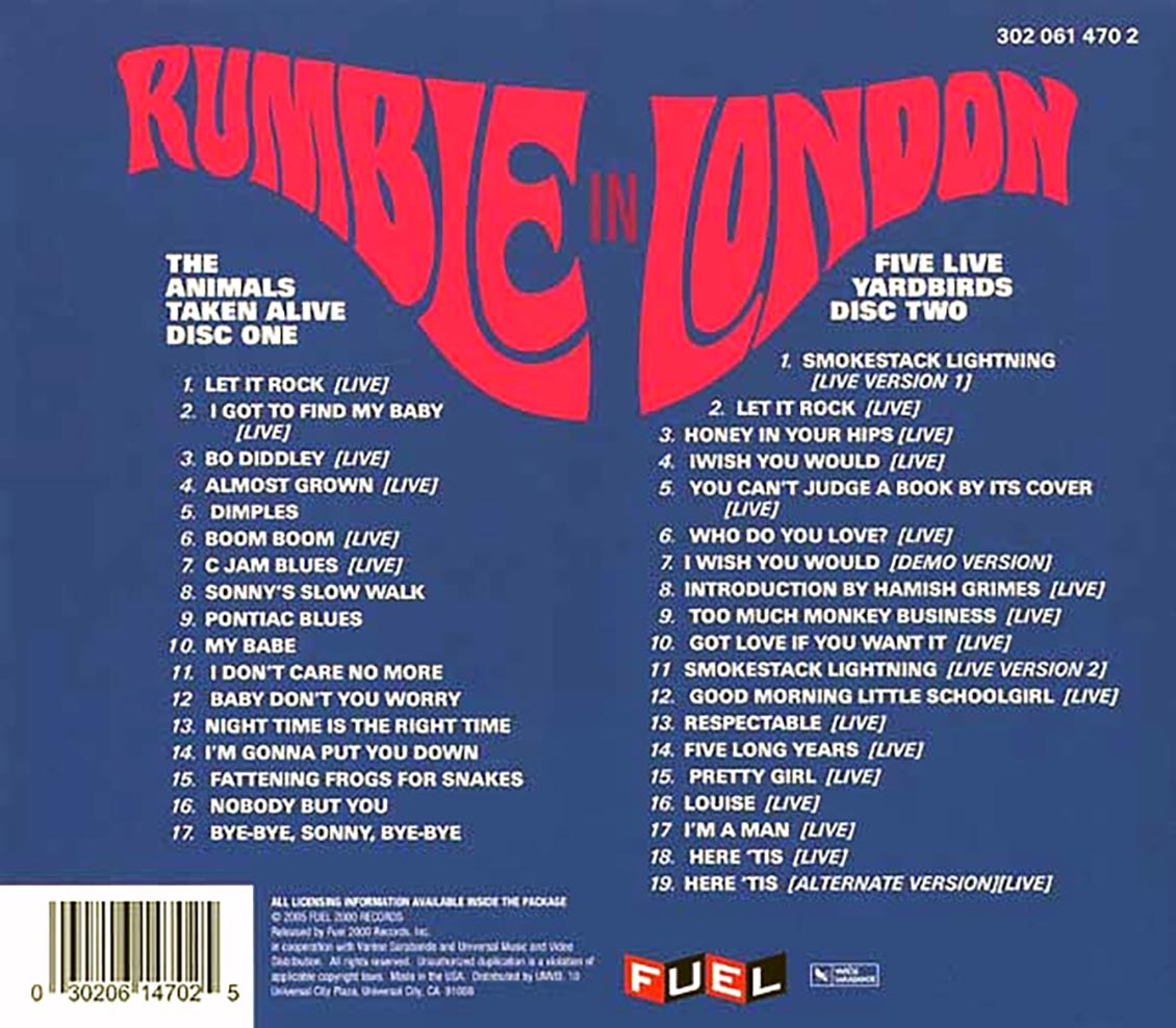 Animals, The Yardbirds - Rumble In London: The Animals Vs. The Yardbirds (36 tracks) (2xCD) Music CD