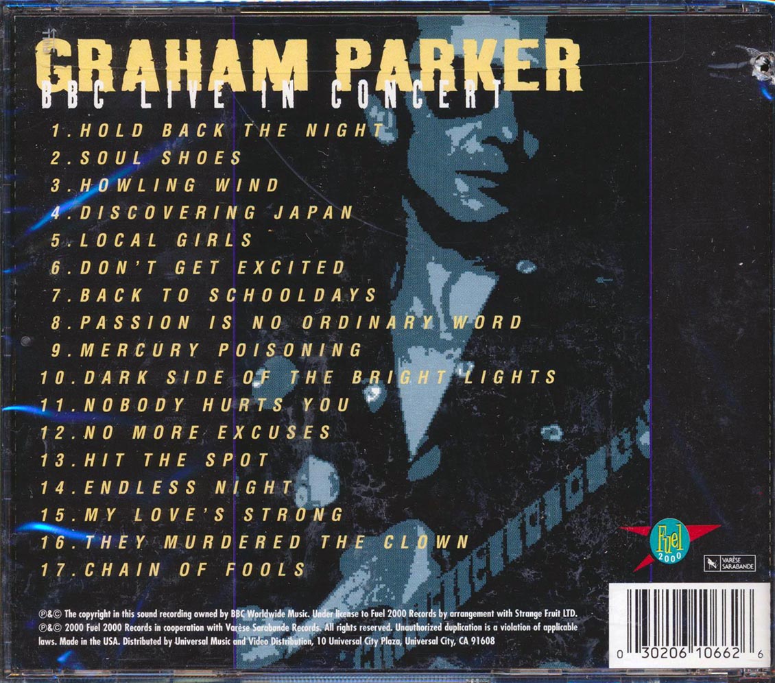 Graham Parker BBC Live In Concert marked/ltd stock Music CD