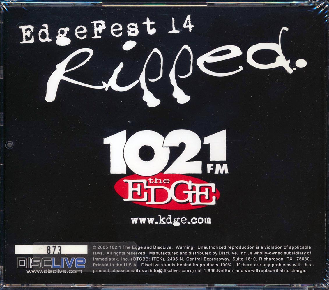 Billy Idol, Sum 41, Crossfade, Etc. - EdgeFest 14 Ripped: 102.1 FM The Edge, April 24, 2005, Dallas, Texas (numbered ltd.ed.) Music CD