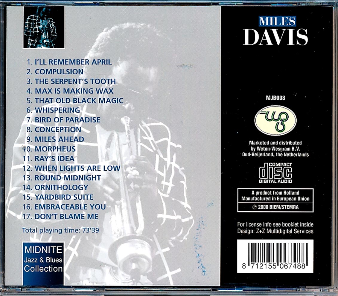 Miles Davis Cool Jazz Classics Music CD