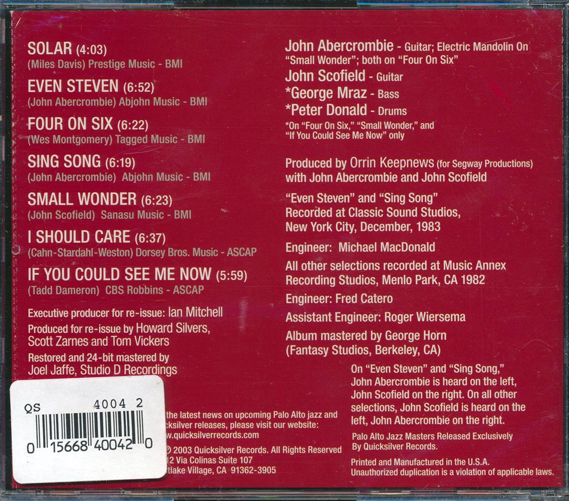 John Abercrombie, John Scofield - Solar (marked/ltd stock) Music CD