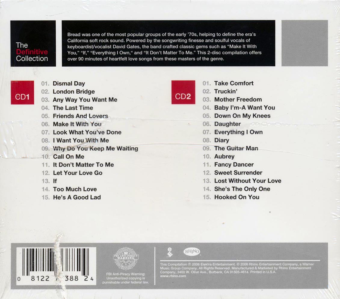 Bread - The Definitive Collection (30 tracks) (2xCD) (marked/ltd stock) (remastered) Music CD
