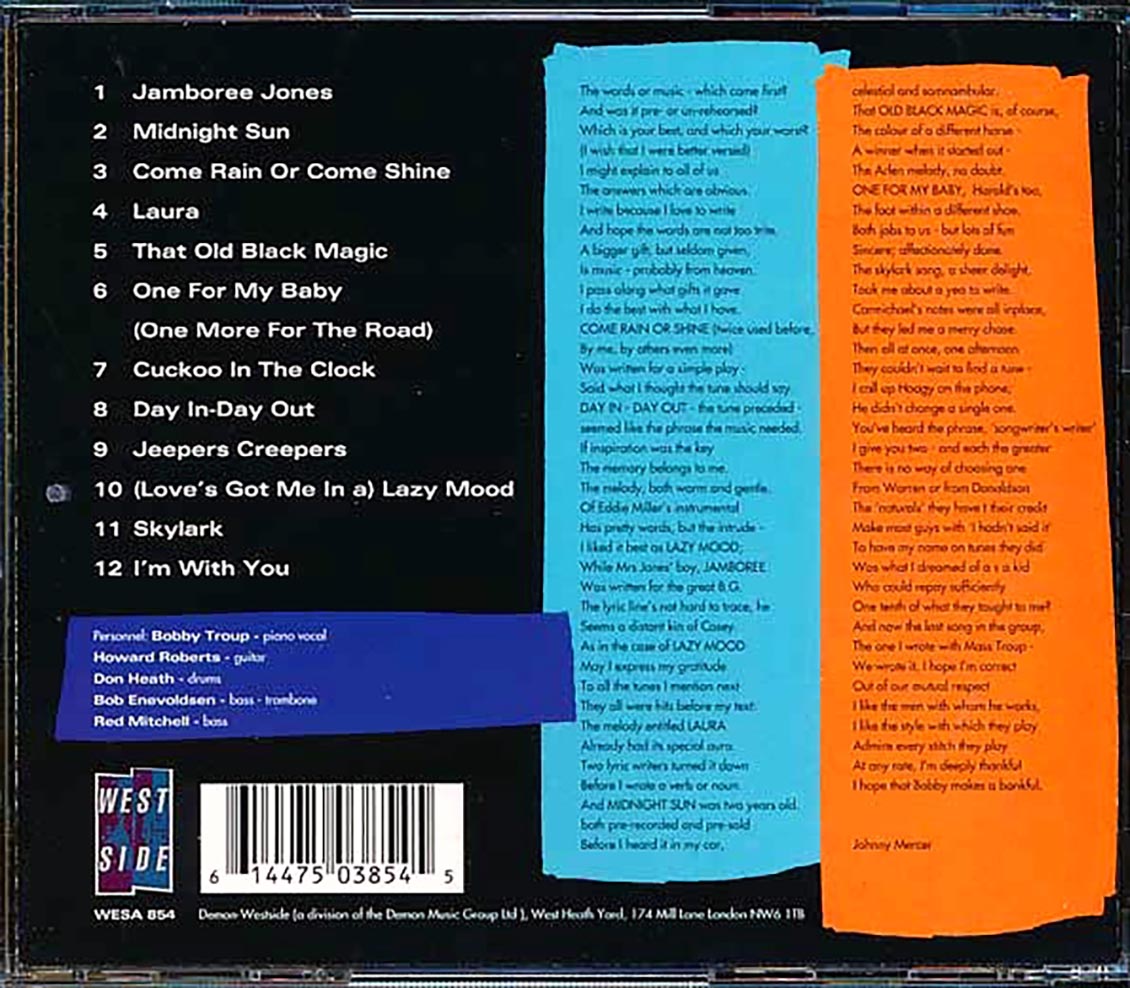 Bobby Troup - Sings Johnny Mercer Music CD