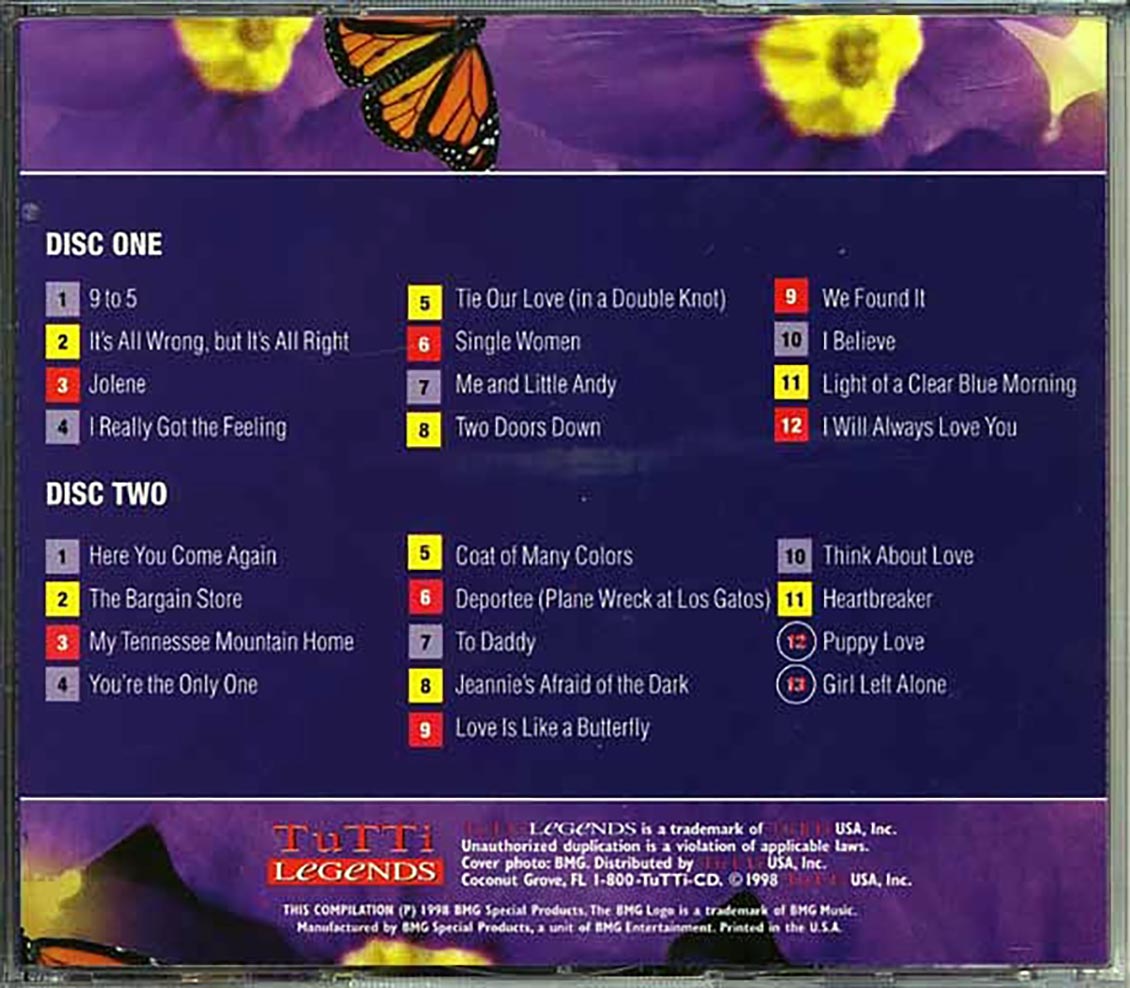 Dolly Parton Tutti Legends Collector's Edition 2xCD Music CD