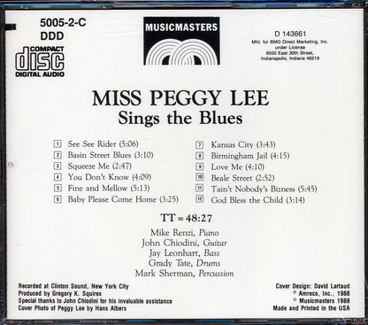 Miss Peggy Lee - Sings The Blues (marked/ltd stock) Music CD