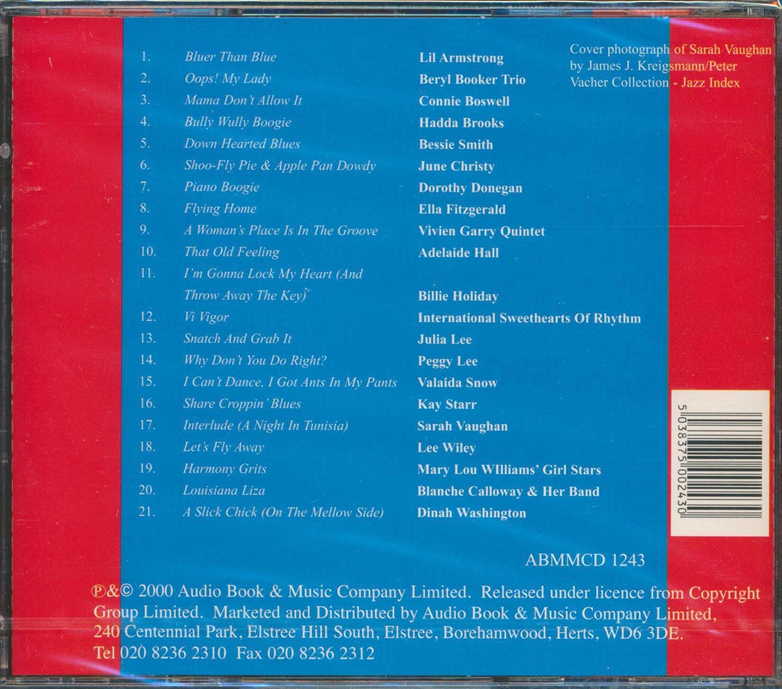 Billie Holiday, Ella Fitzgerald, Dinah Washington, Peggy Lee, Sarah Vaughan, Etc. - A Woman's Place Is In The Groove (21 tracks) Music CD