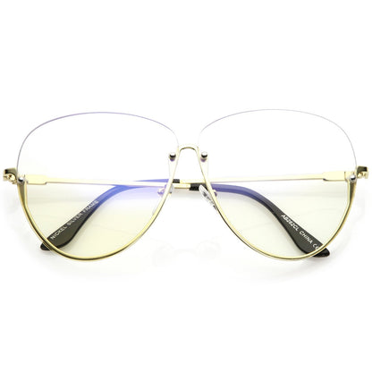 Women's Oversize Rimless Clear Lens Glasses C294