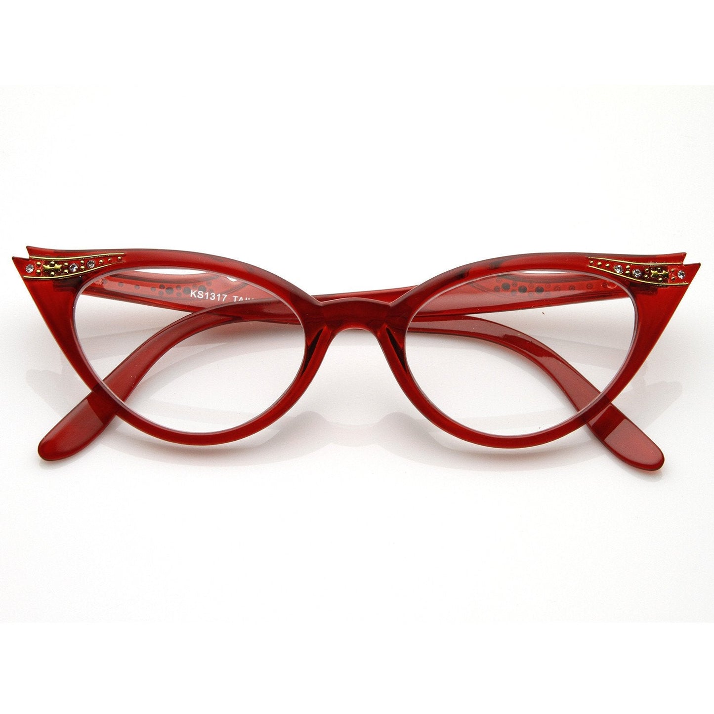 Vintage 1950s Fashion Clear Lens Glasses Rhinestones 8434