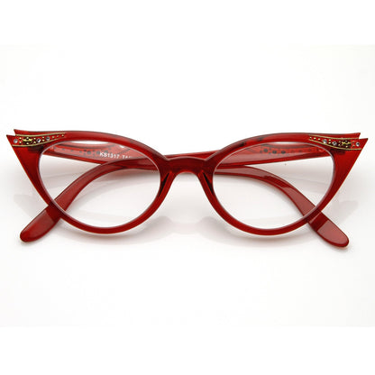 Vintage 1950s Fashion Clear Lens Glasses Rhinestones 8434