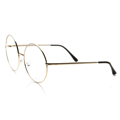 1920's Vintage Era Large Round Metal Clear Lens Glasses 8714
