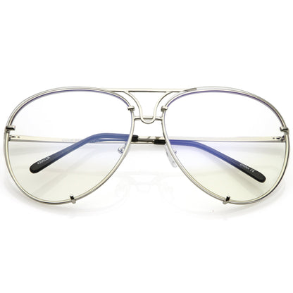 Oversize Industrial Design Clear Flat Lens Aviator Glasses C155