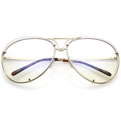 Oversize Industrial Design Clear Flat Lens Aviator Glasses C155