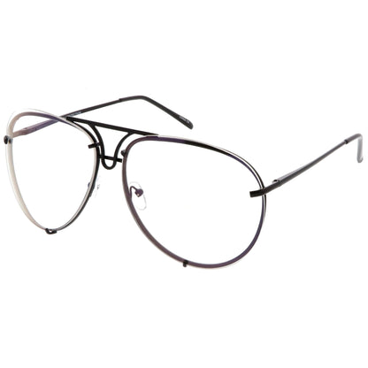Oversize Industrial Design Clear Flat Lens Aviator Glasses C155