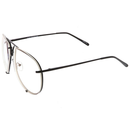 Oversize Industrial Design Clear Flat Lens Aviator Glasses C155