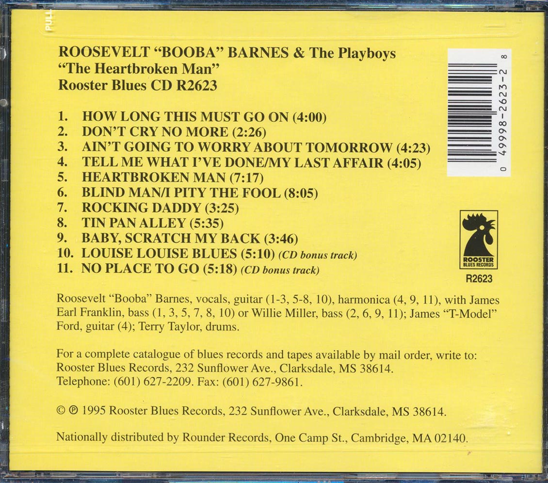 Roosevelt Booba Barnes & The Playboys - The Heartbroken Man Music CD