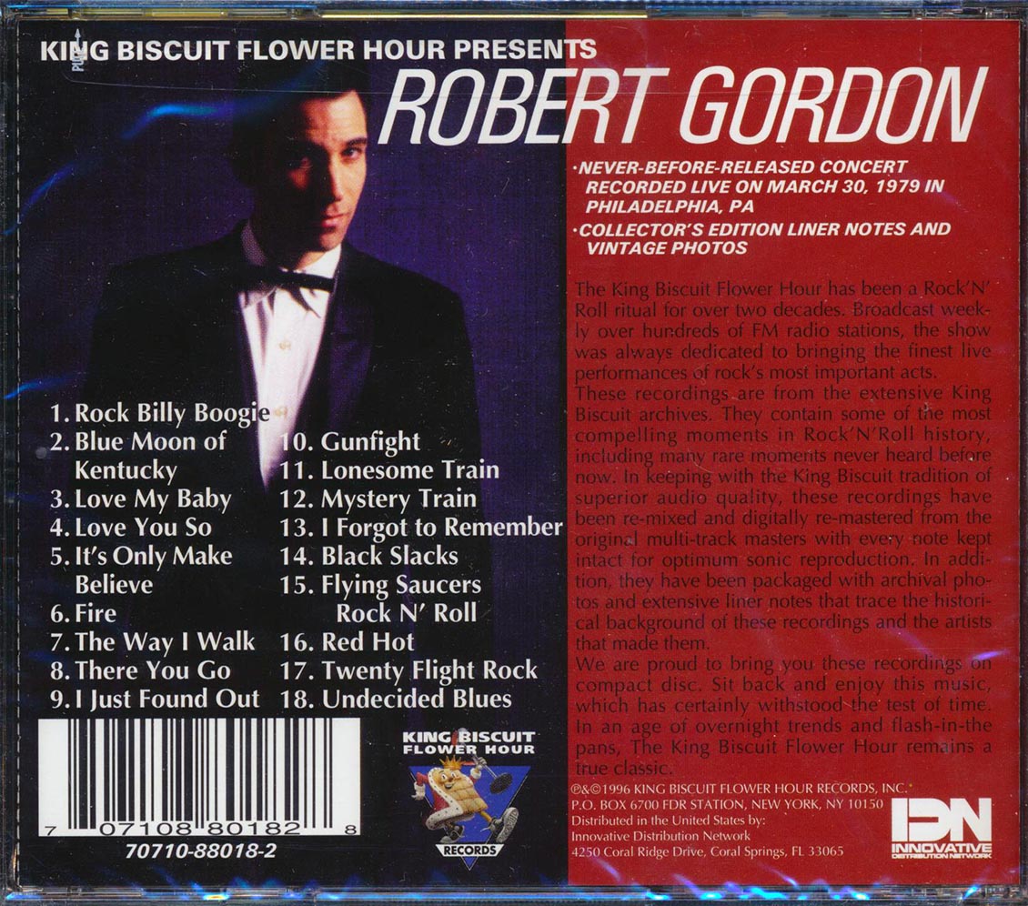Robert Gordon - King Biscuit Flower Hour Presents In Concert Music CD