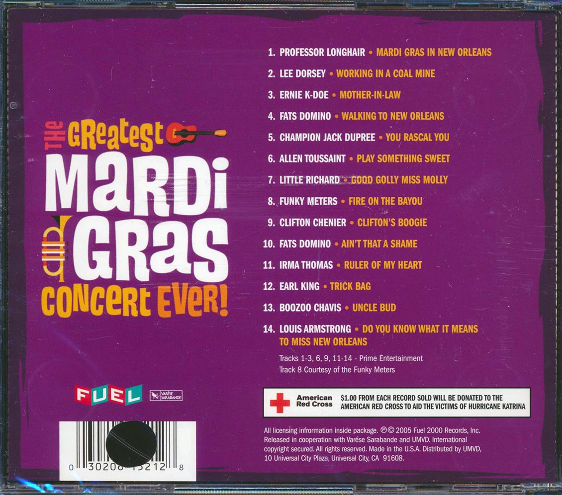 Fats Domino, Leo Dorsey, Allan Toussaint, Etc. - The Greatest Mardi Gras Concert Ever! Music CD