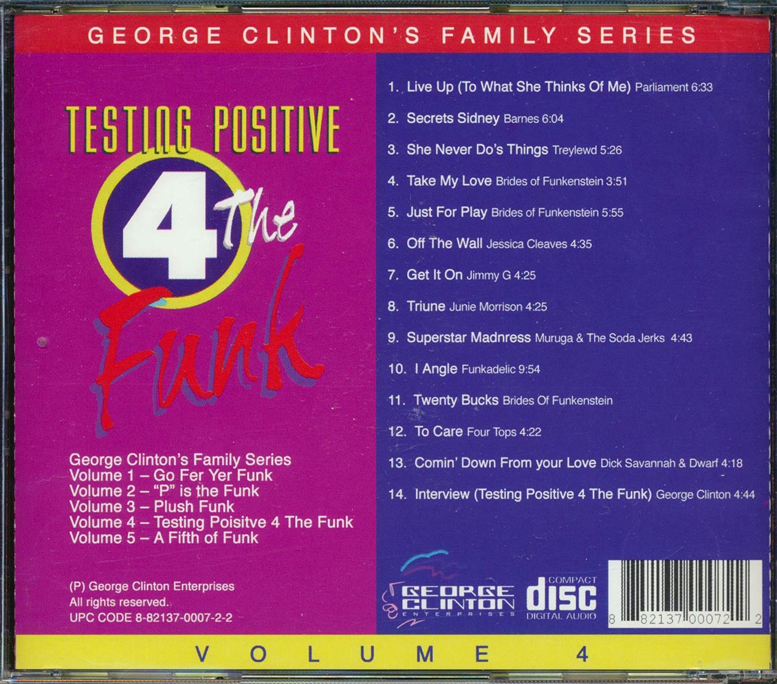 George Clinton Family Series Volume 4 Testing Positive 4 The Funk Music CD