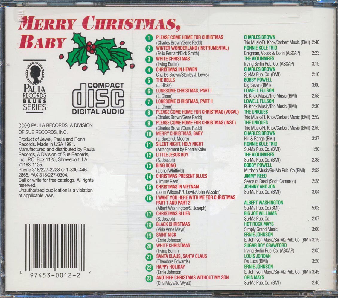Louis Jordan, Charles Brown, Lowell Fulson, Etc. - Merry Christmas Baby Music CD