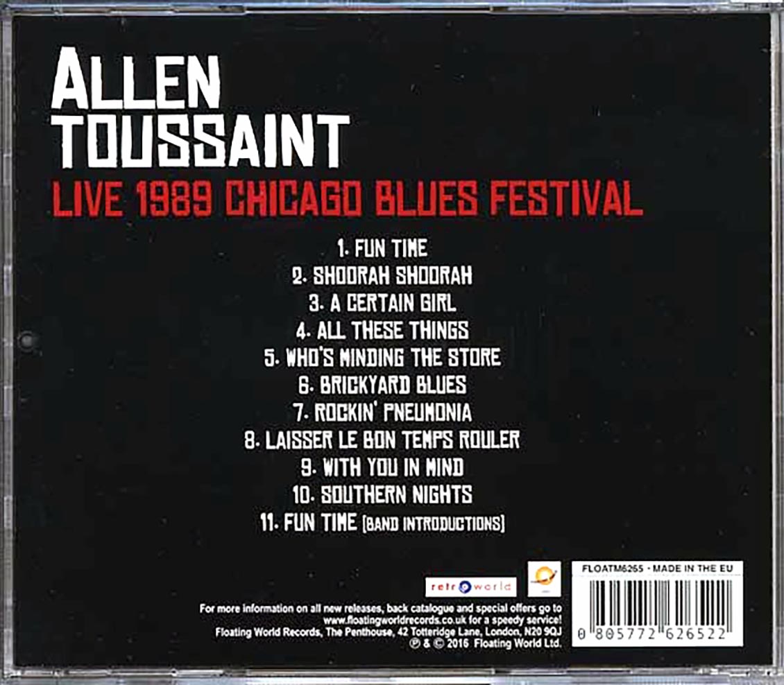 Allen Toussaint - Live 1989 Chicago Blues Festival Music CD