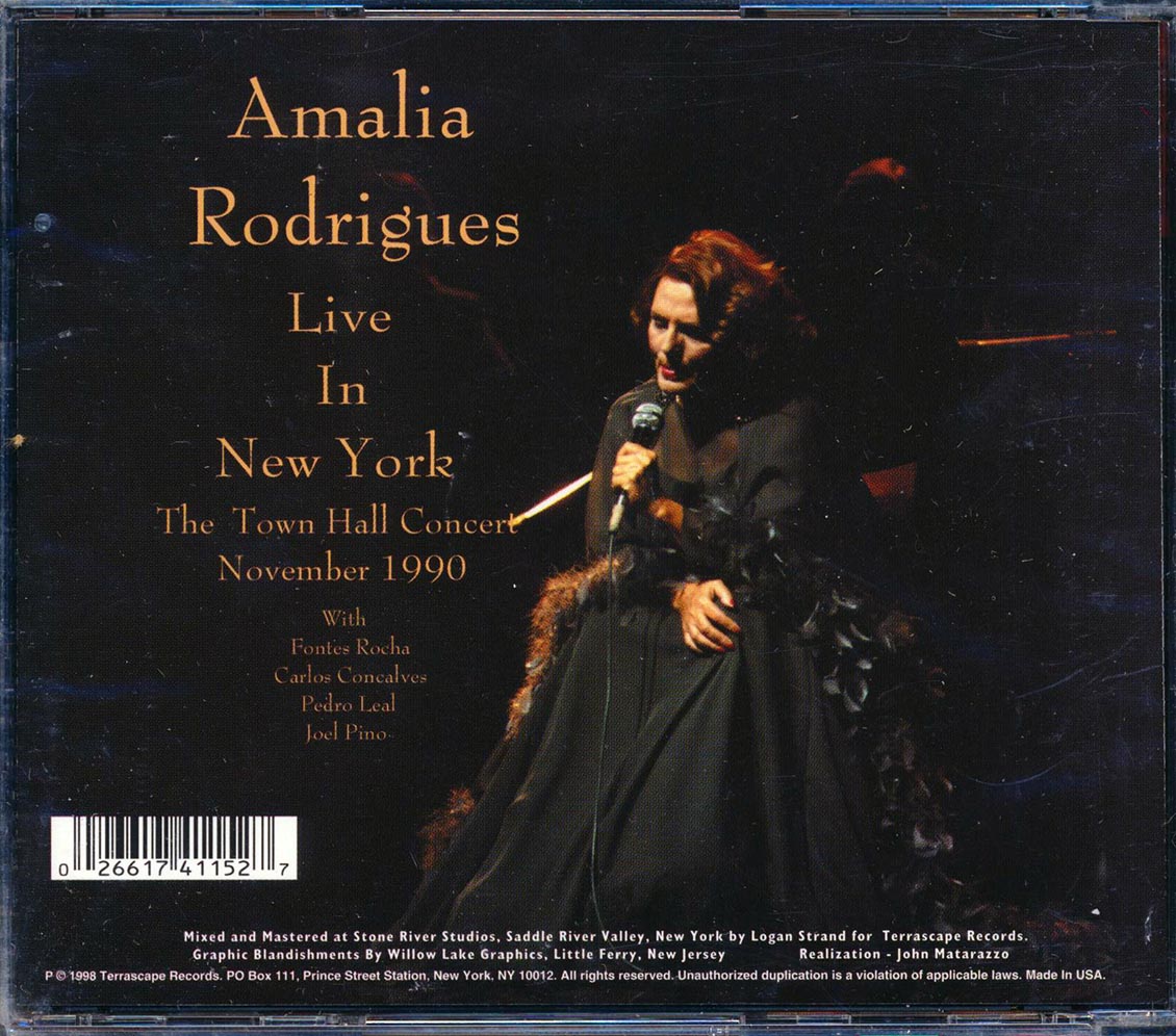 Amalia Rodrigues - Live At Town Hall Music CD