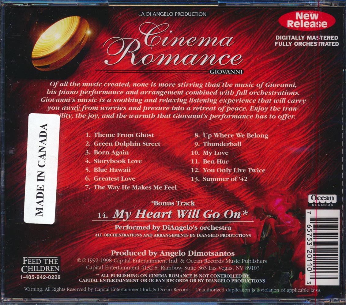 Giovanni Marradi - Cinema Romance Music CD